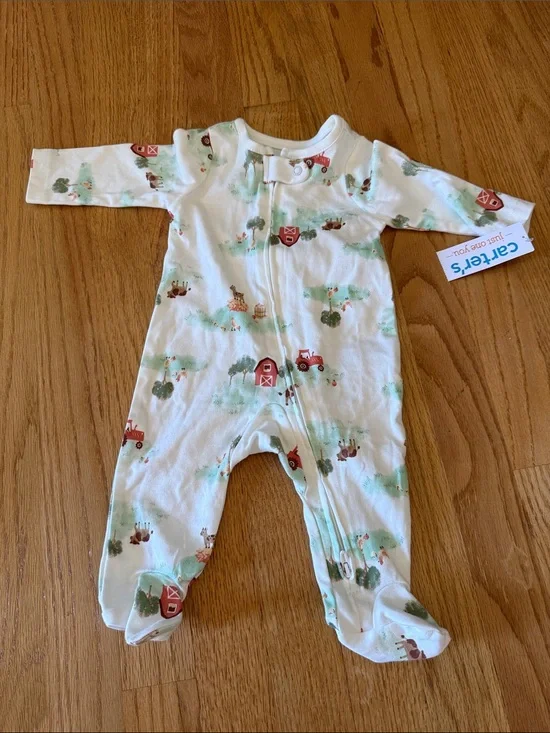 Carter's Farm Tractor Zip-Up Onesie Size 3 Months