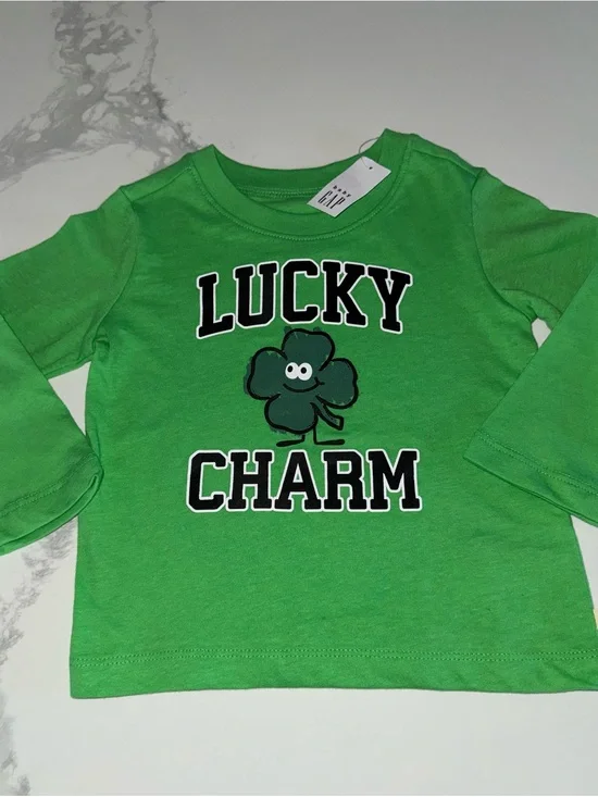 GAP St. Patrick’s Day Lucky Charm Long Sleeve Baby T-Shirt 18-24 Months