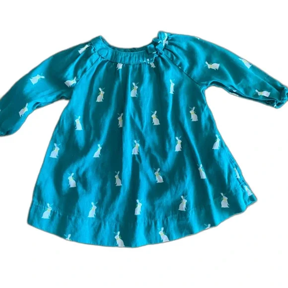 Gap Green Bunny Print Dress Girls' 3-6 Months