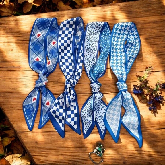 4 Piece Set‎ Of Satin Style Vibrant Blue Selection Twillies