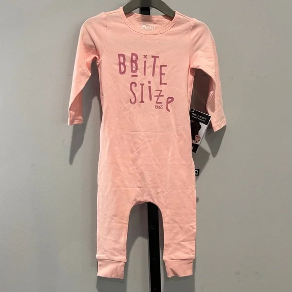 Rags Pink Baby Infant Romper Peek-a-Booty Bite Size 9-12 Months New NWT
