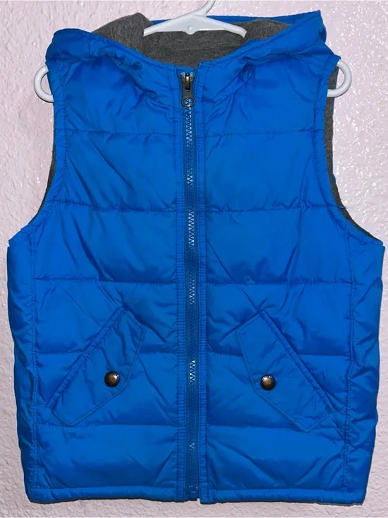 GAP Blue Puffer Vest with Hood