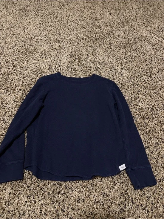 GAP Navy Long-Sleeve Waffle Knit Tee