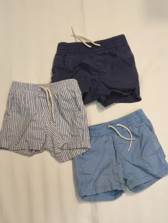 GAP Three-Pack Kids Shorts in Navy, Light Blue & Blue-White Stripe