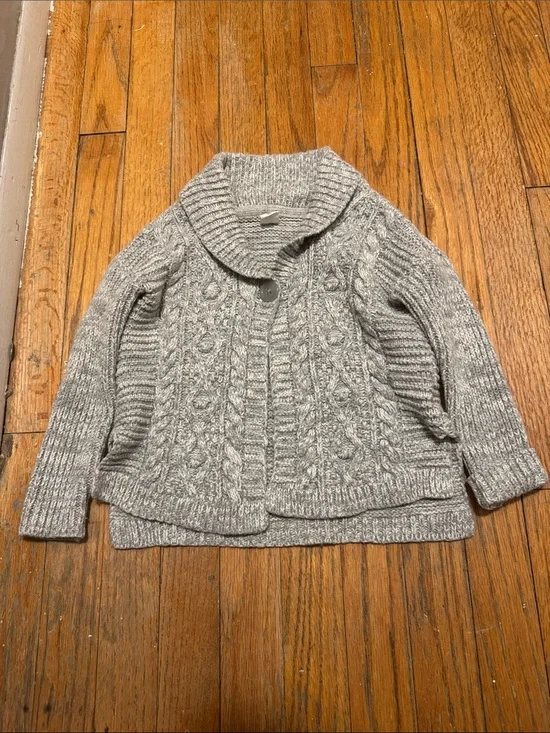 GAP Gray Cable-Knit Shawl Collar Cardigan