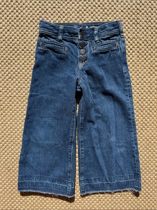 GAP Kids girls Dark Blue Wide Leg Button-Front Jeans size 6 years old