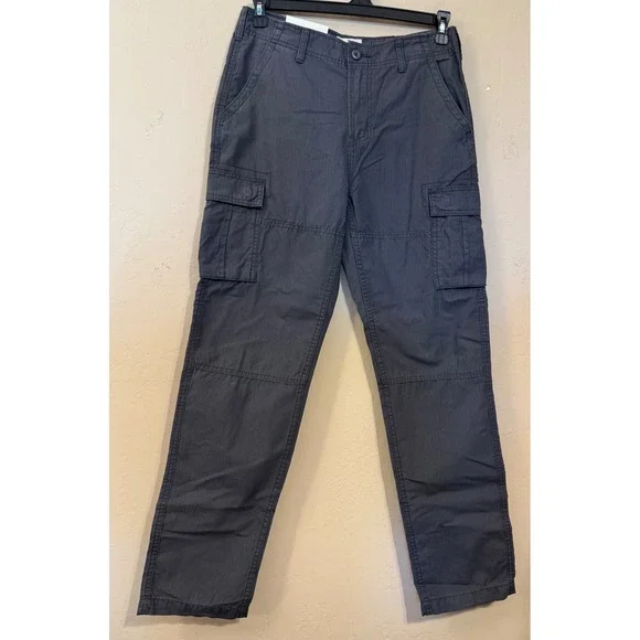 Mutual Weave Cargo Pants‎ Men 30x30 Charcoal Grey Taper Ripstop Utility NEW
