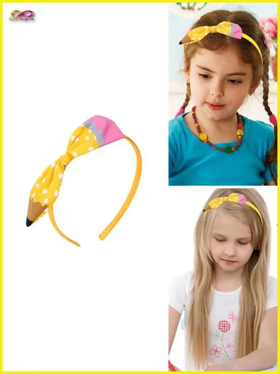 Yellow Pencil Headband - Non Slip Fabric Hair Accessories for Girls Back To