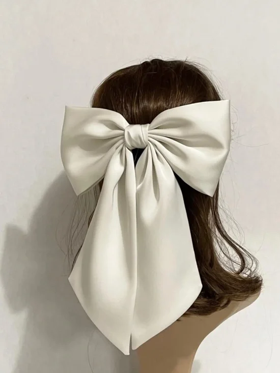 Off white satin women hair bow