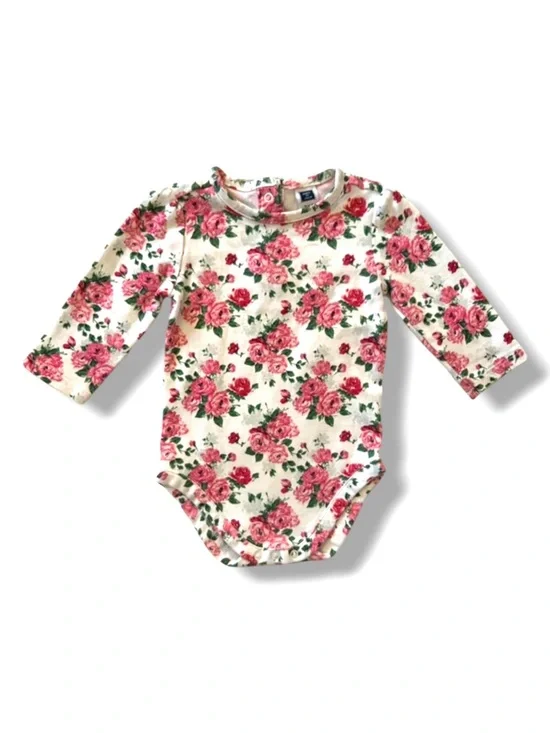 🌵3/$20 Janie and Jack Floral Long Sleeve Bodysuit 3-6 Months Rose Print