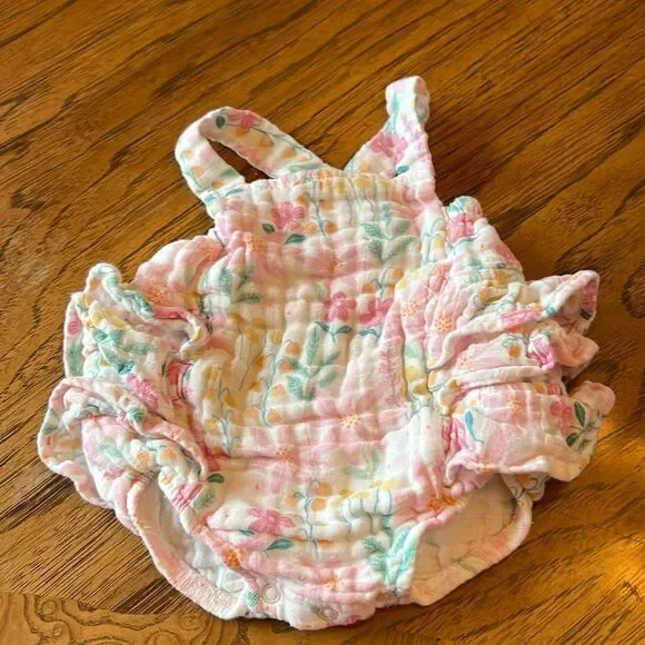 Cotton Muslin Ruffle Butt One Piece