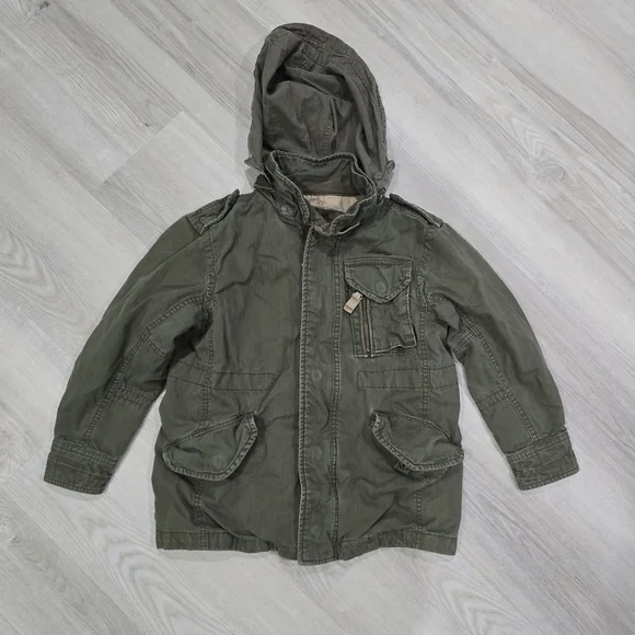 Gap Kids Military Utility Full Zip Olive Green Jacket Size S