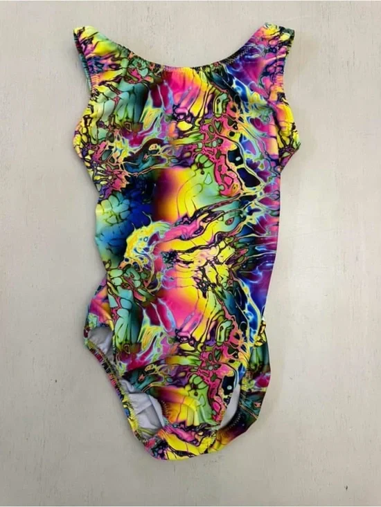 Foxy’s Gymnastics Leotards Multicolor Abstract One-Piece Leotard - size 12
