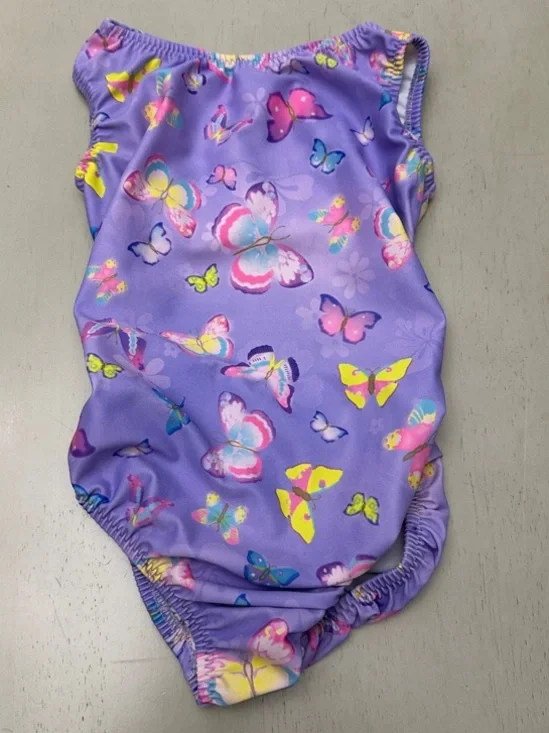 Foxy’s Leotards Girls Purple Butterfly Gymnastics Leotard - size 6