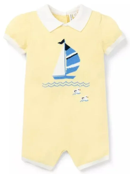 Janie and Jack Yellow Baby Sailboat Romper