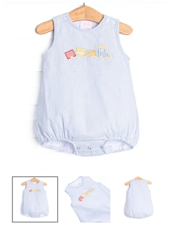 Stitchy Fish 18 Month Light Blue Baby Boys' Train Romper