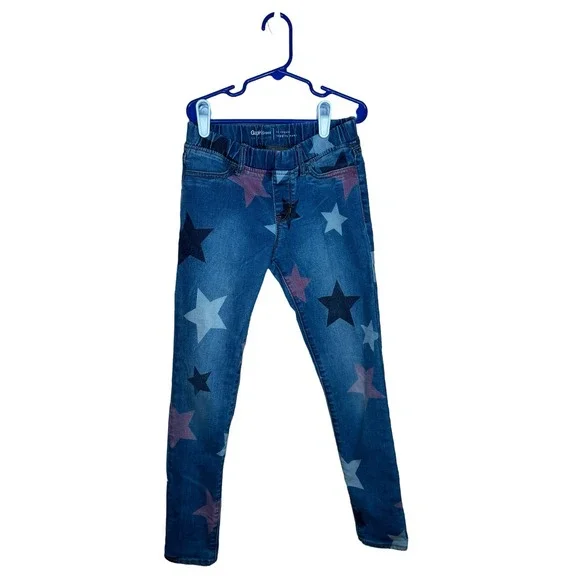 Gap Kids 10  Pull On Skinny Jeans‎ Red White & Blue Stars girls