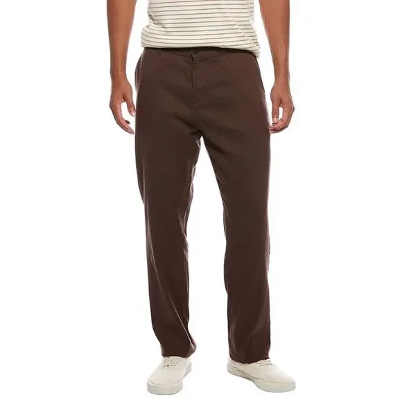 Onia Mens  Stretch Linen Trouser, Brown