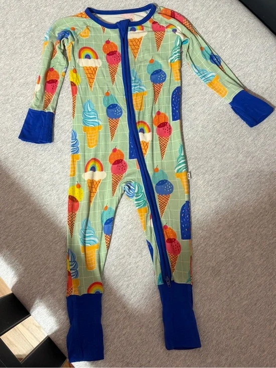 Little Sleepies Mint Ice Cream & Rainbow Footie with Blue Trim