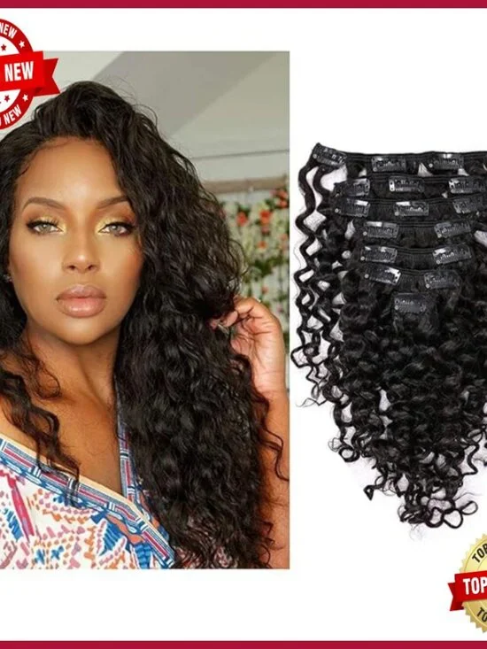 Clip-In Human Hair Extensions 120g 20in Brazilian Virgin Curly Double Weft