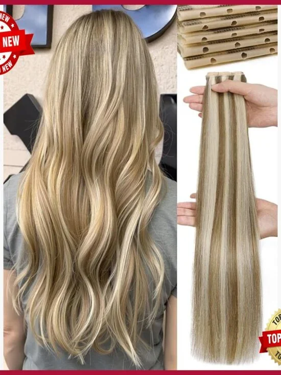 18 Inch Human Hair Extensions, 100g Glueless Wefts, Reusable Installation