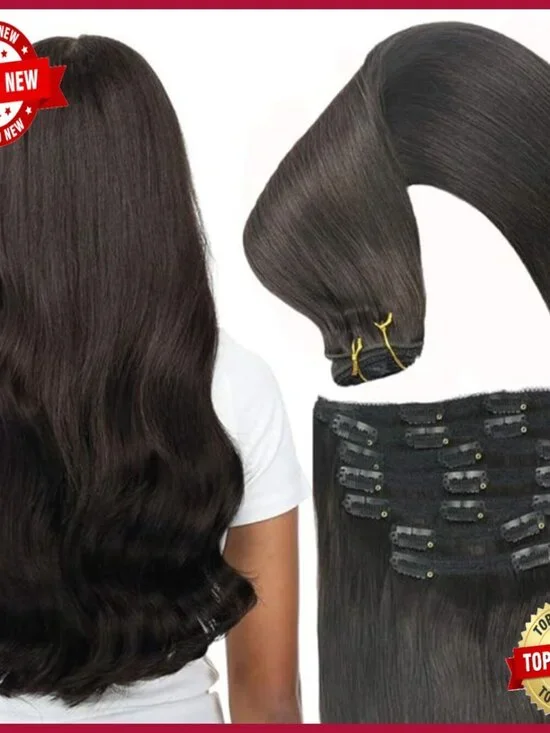 20 Inch Clip In Human Hair Extensions Thick Ends 120g Remy