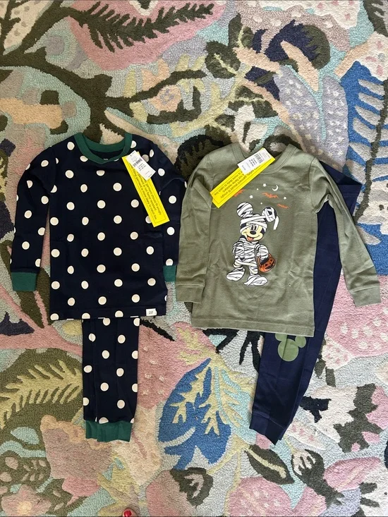 GAP Navy Polka Dot & Olive Mickey PJ Two-Pack Organic