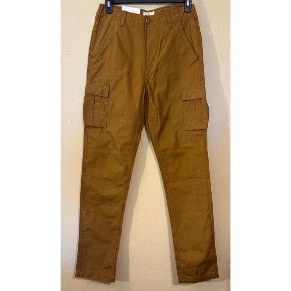 Mutual Weave Cargo Pants Men 30x34 Brown Relaxed Taper Ripstop Cotton UtilityNEW