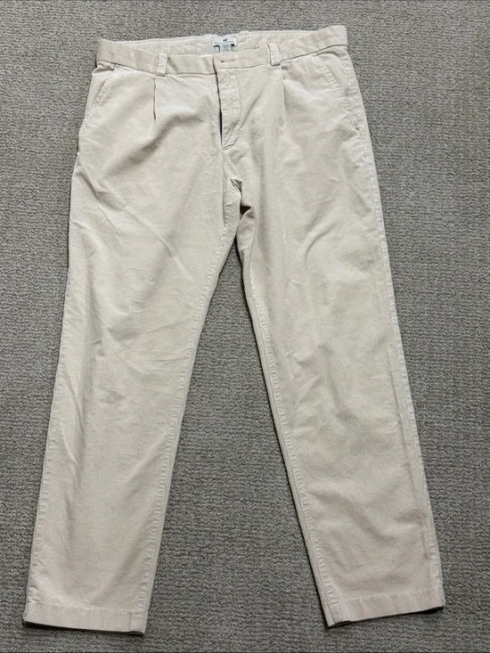 H&M Men's Corduroy Trousers in Light Cream
