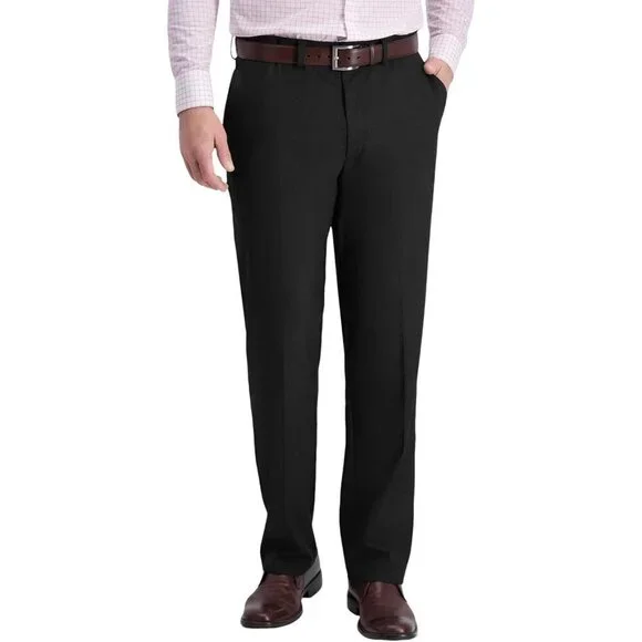 Men's Classic Fit Flat Front Dress Pants Expandable Waist Wrinkle Free Suit Pant
