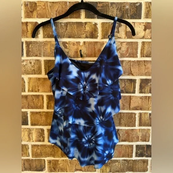 Aqua Green Navy and Black Swimsuit