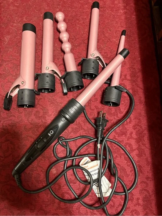 Interchangeable Pink Curling Wand Set