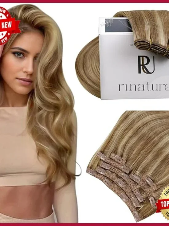 18 Inch Real Human Hair Clip-In Extensions 7 Piece Set 120g