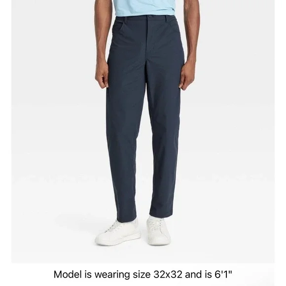 All In Motion Mens 360 Lifestyle Relaxed Fit 5-Pocket Pant Navy Blue 32x30 UPF50