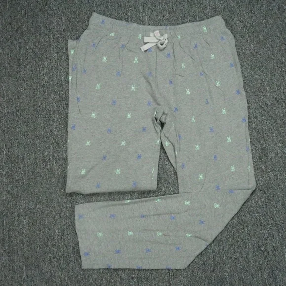 Psycho Bunny Pants Mens Medium Gray Print All Over Sleepwear Pockets Lightweight