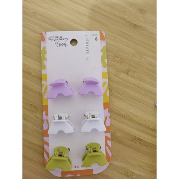 Made by Maeberry x Goody SlideProof Small Claw Clips 6 Pack Purple White‎ Green