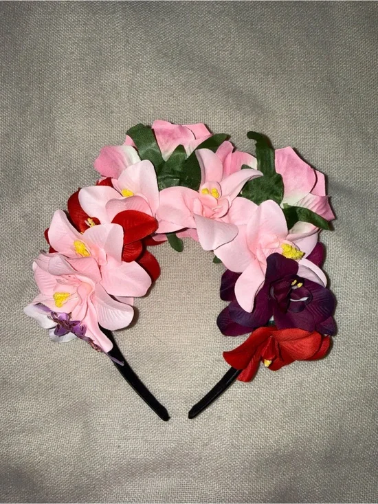 Floral Flower Crown Headband - Pink, Red, Purple