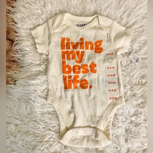 New Old Navy Living My Best Life Newborn 0-3M Gender Neutral Onesie