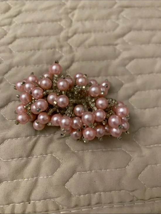 Hand Crafted Pink Pearl Cluster Hair Accessory with Gold Bead Accents
