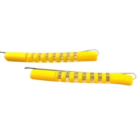 1970’s‎ Yellow and Clear Striped Bobby Pins Barrettes, 2.5” Long, Deadstock