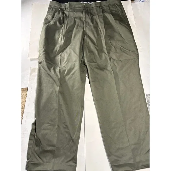 Vintage Tommy Hilfiger Mens Olive Green Pleated‎ Dress Pants 42x32