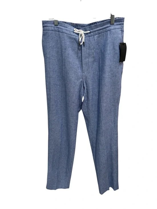 ASOS Design Cotton Linen Drawstring Elastic Waist Blue Pants Size Mens 32 X 32
