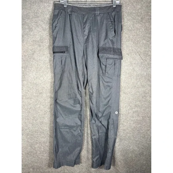 Lululemon Athletica Mens Cargo Pants Gray Herringbone Utility Trousers Size L