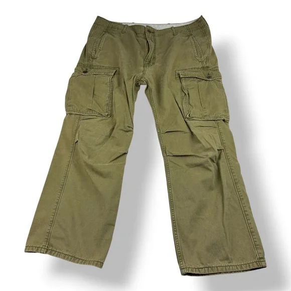 Levis Mens Cargo Pants Olive Green‎ 100% Cotton W36 L28 Relaxed Fit 12462-0004