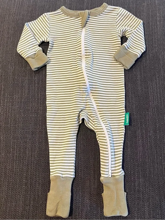 Parade Organic Cotton Olive Green/White Stripe One-Piece
