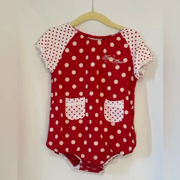 Disney Baby Minnie Mouse One-piece Red and White Polka Dot size 24 month