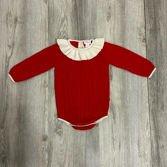 Cat & Jack 12 month girls red long sleeve sweater romper