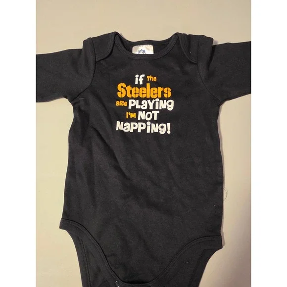 NFL Team Apparel Pittsburgh Steelers Baby Bodysuit Black Long Sleeve 6-12 Months