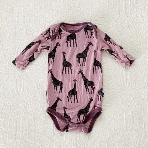 Kickee Pants Bamboo Long Sleeve One Piece,‎ Giraffe