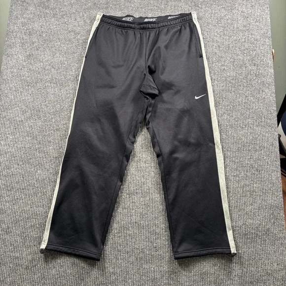 Y2K Nike Therma-FIT Track Pants Men's XL Black Fleece Lined Athletic Joggers
